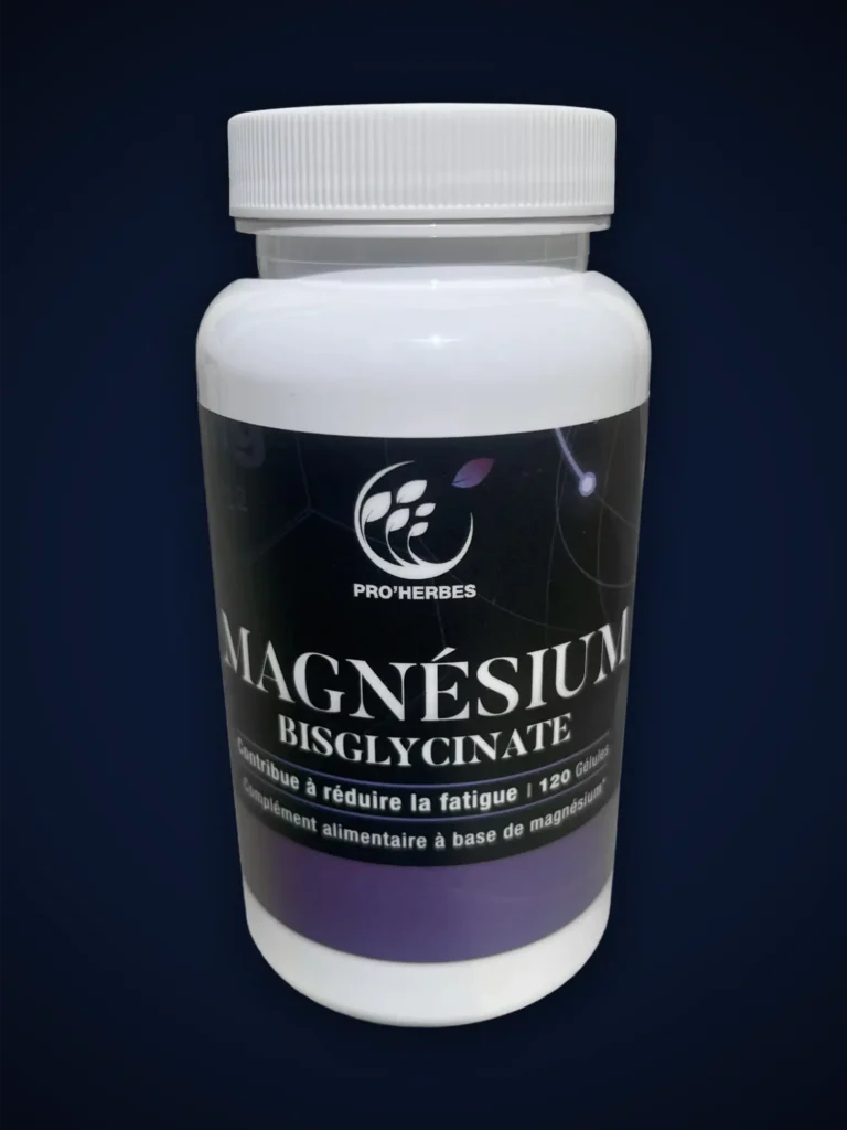 Flacon de magnésium bisglycinate chélaté Pro'herbes, 120 gélules